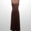 Linen A-Line Slip Dress-Brown